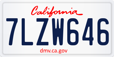 CA license plate 7LZW646