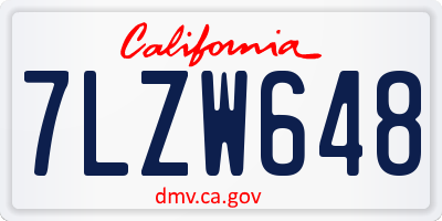 CA license plate 7LZW648