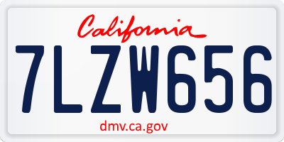 CA license plate 7LZW656