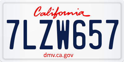 CA license plate 7LZW657