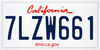 CA license plate 7LZW661