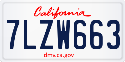 CA license plate 7LZW663