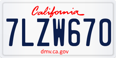 CA license plate 7LZW670