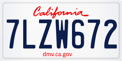 CA license plate 7LZW672