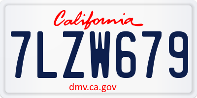 CA license plate 7LZW679