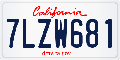 CA license plate 7LZW681