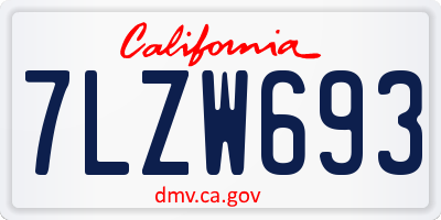 CA license plate 7LZW693