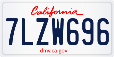 CA license plate 7LZW696