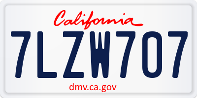 CA license plate 7LZW707