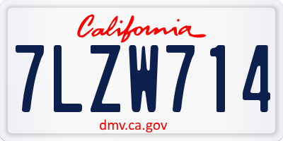 CA license plate 7LZW714