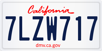 CA license plate 7LZW717