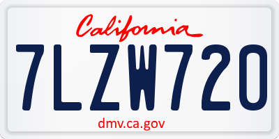 CA license plate 7LZW720