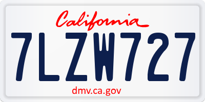CA license plate 7LZW727