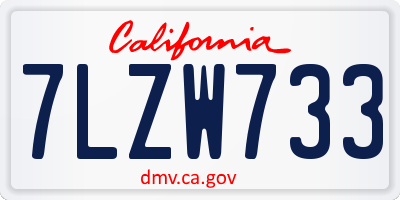 CA license plate 7LZW733