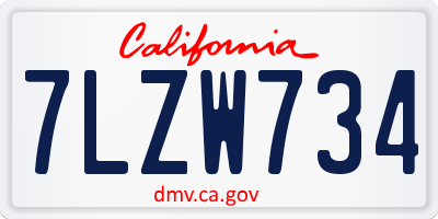 CA license plate 7LZW734