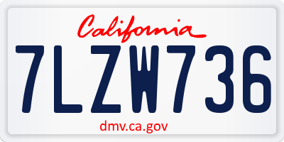 CA license plate 7LZW736