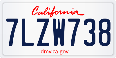 CA license plate 7LZW738
