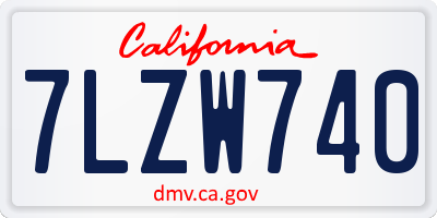 CA license plate 7LZW740