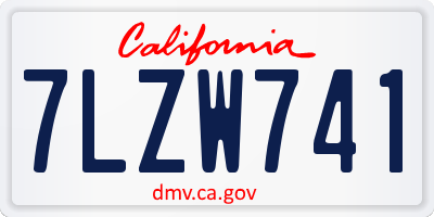 CA license plate 7LZW741