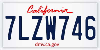 CA license plate 7LZW746