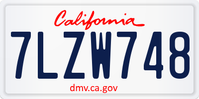 CA license plate 7LZW748