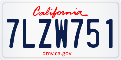 CA license plate 7LZW751