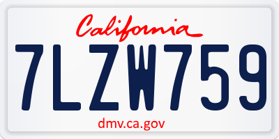 CA license plate 7LZW759