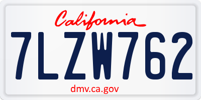 CA license plate 7LZW762