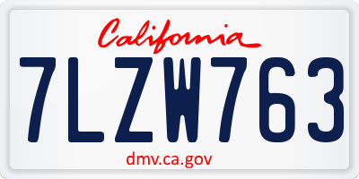 CA license plate 7LZW763