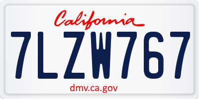 CA license plate 7LZW767
