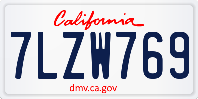 CA license plate 7LZW769