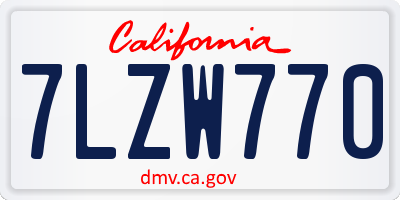 CA license plate 7LZW770