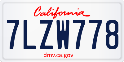 CA license plate 7LZW778