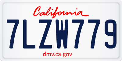 CA license plate 7LZW779