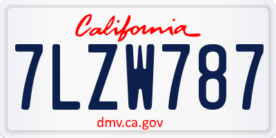 CA license plate 7LZW787