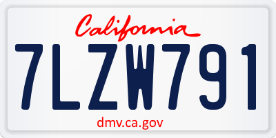 CA license plate 7LZW791