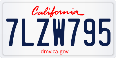 CA license plate 7LZW795