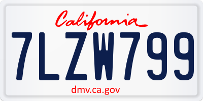 CA license plate 7LZW799