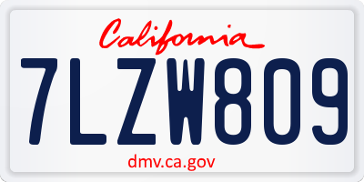 CA license plate 7LZW809