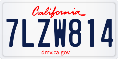 CA license plate 7LZW814
