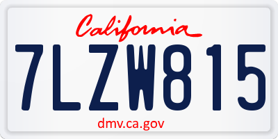 CA license plate 7LZW815