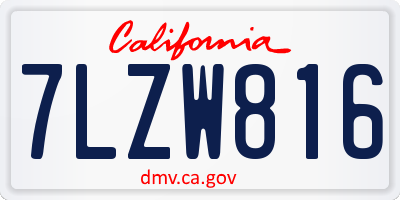 CA license plate 7LZW816
