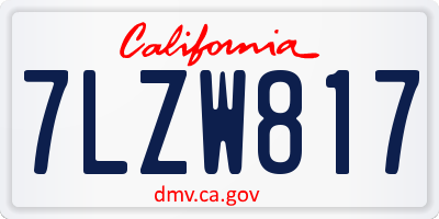 CA license plate 7LZW817