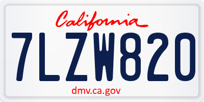CA license plate 7LZW820
