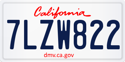 CA license plate 7LZW822