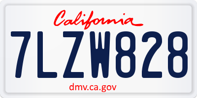 CA license plate 7LZW828