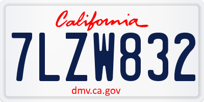 CA license plate 7LZW832