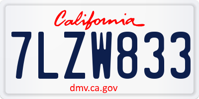 CA license plate 7LZW833