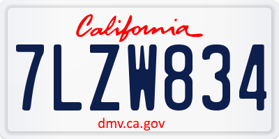 CA license plate 7LZW834