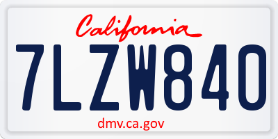 CA license plate 7LZW840